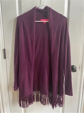 Lily Pulitzer Tatum Fringe Hem Cardigan in Cherry Ganache
